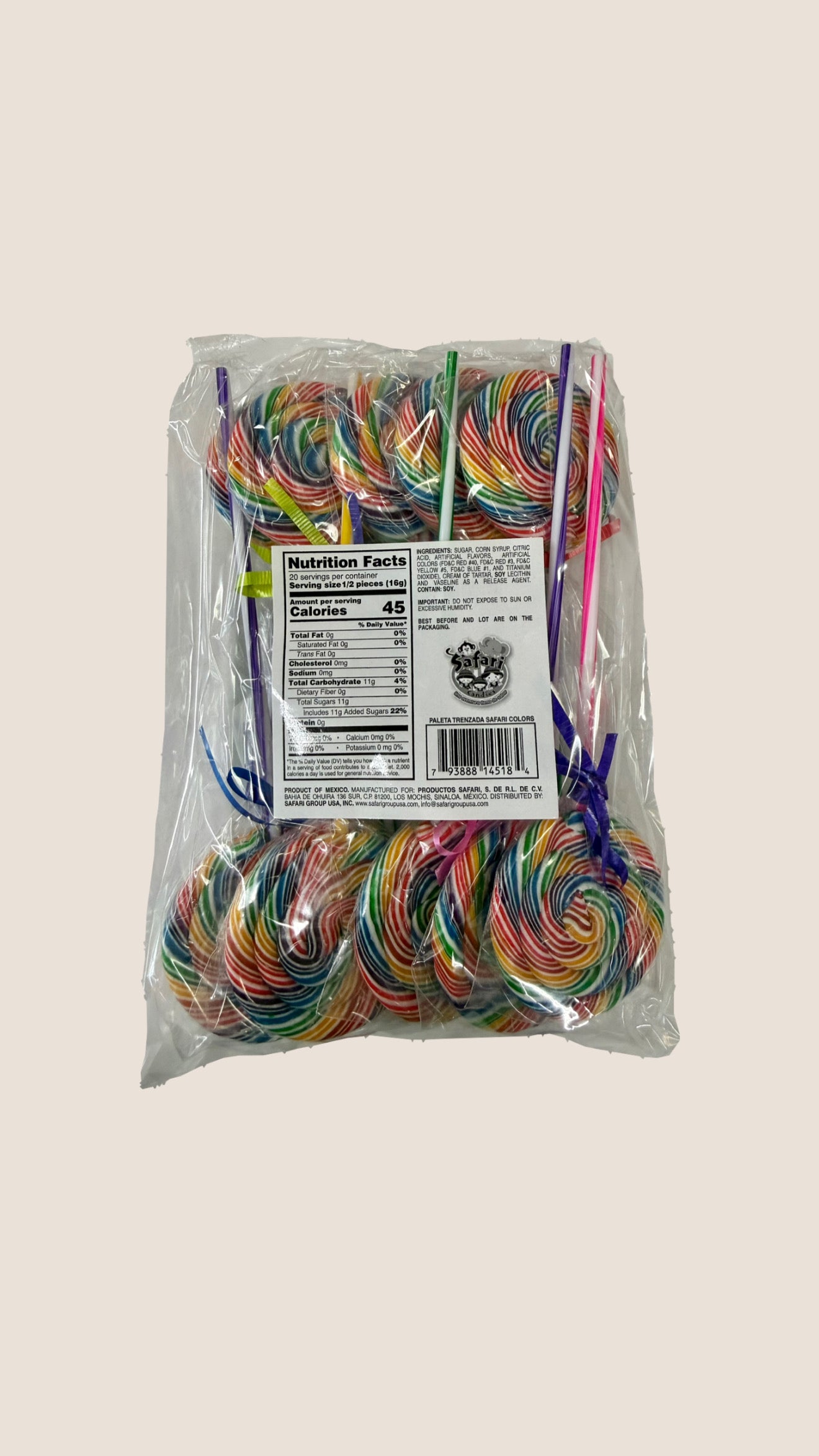 Paleta Trenzada Colores-10ct