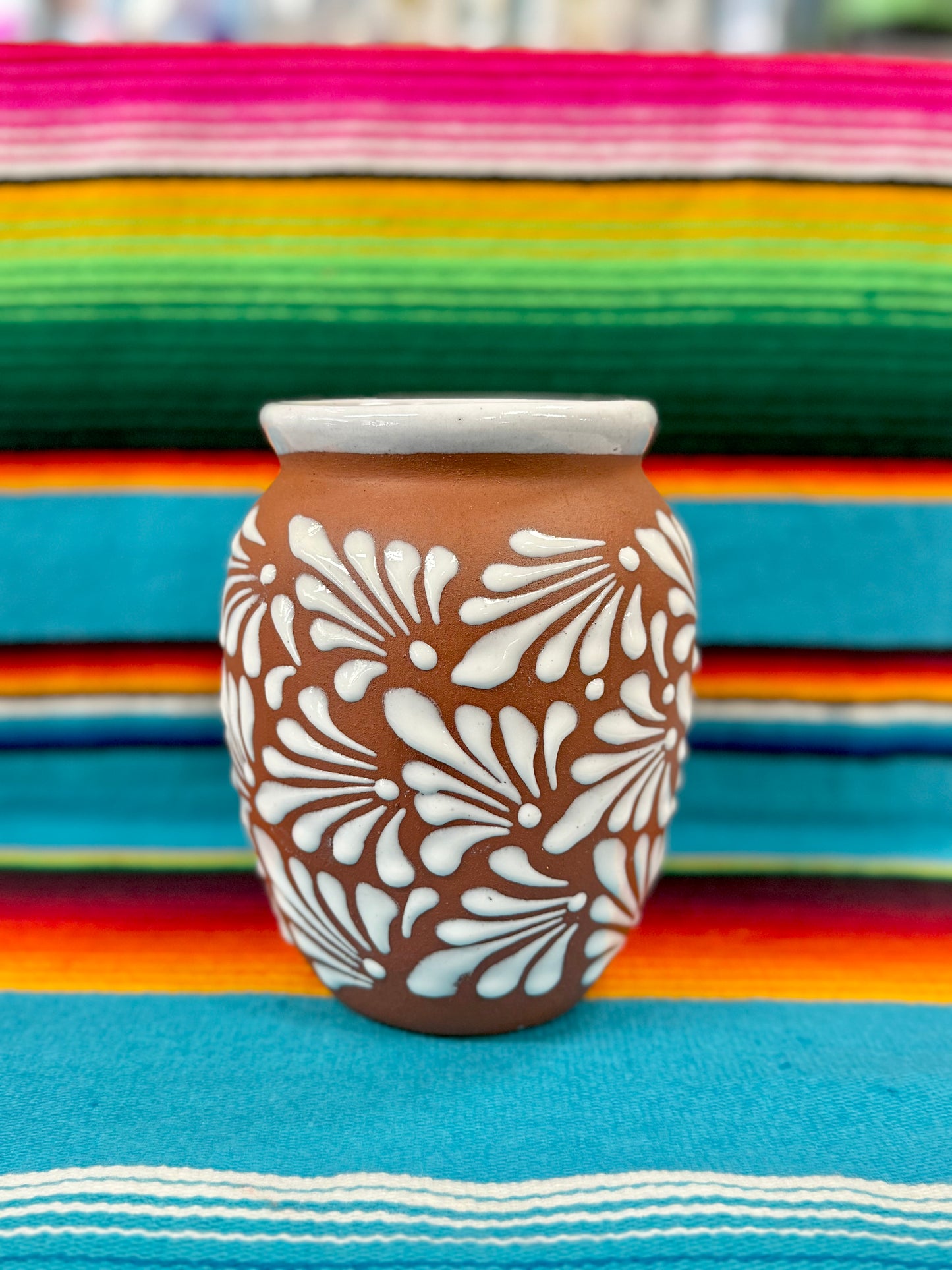 Cantarito de Barro Floral de 1Litro