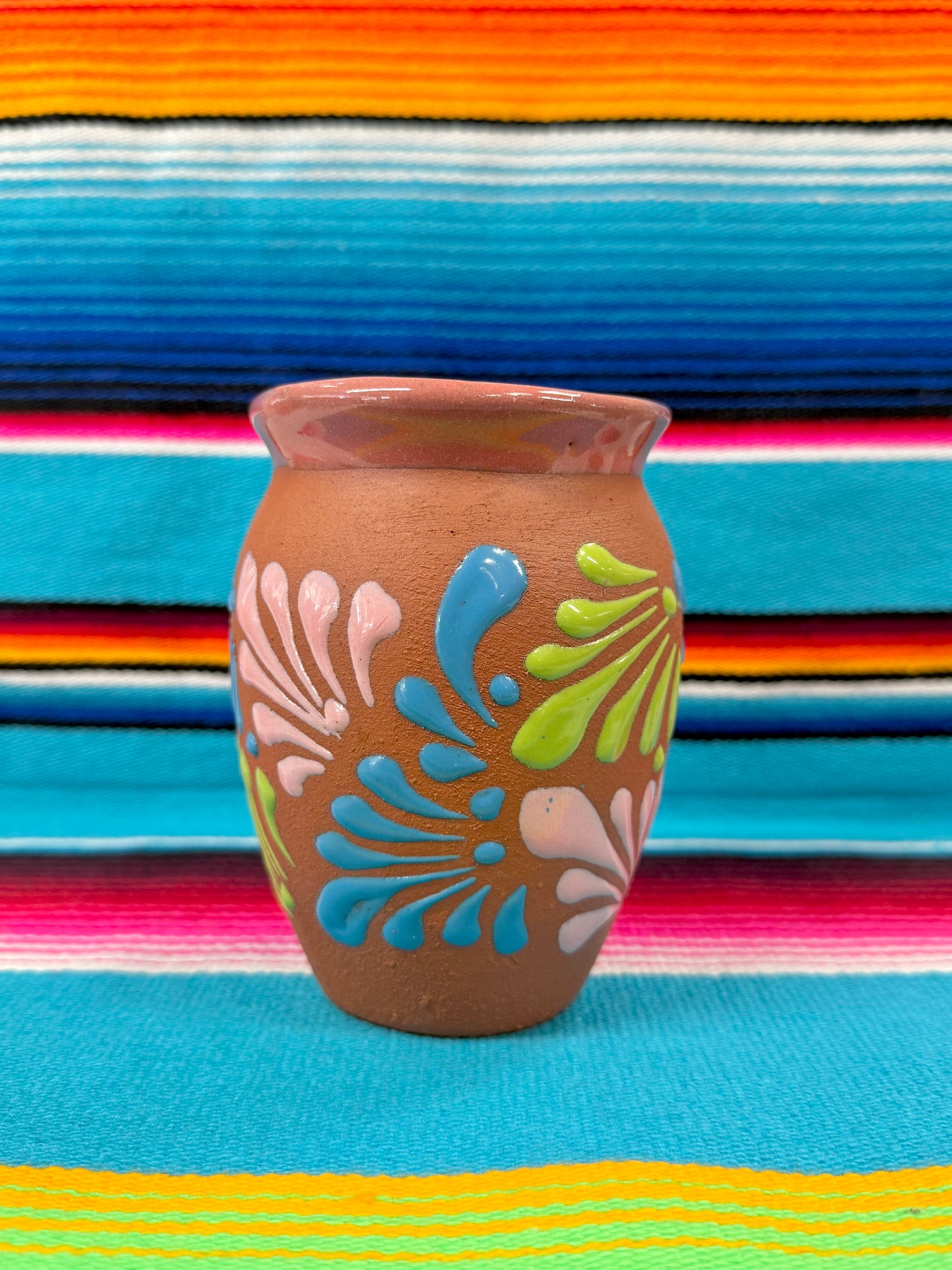 Cantarito De Barro Floral-16oz