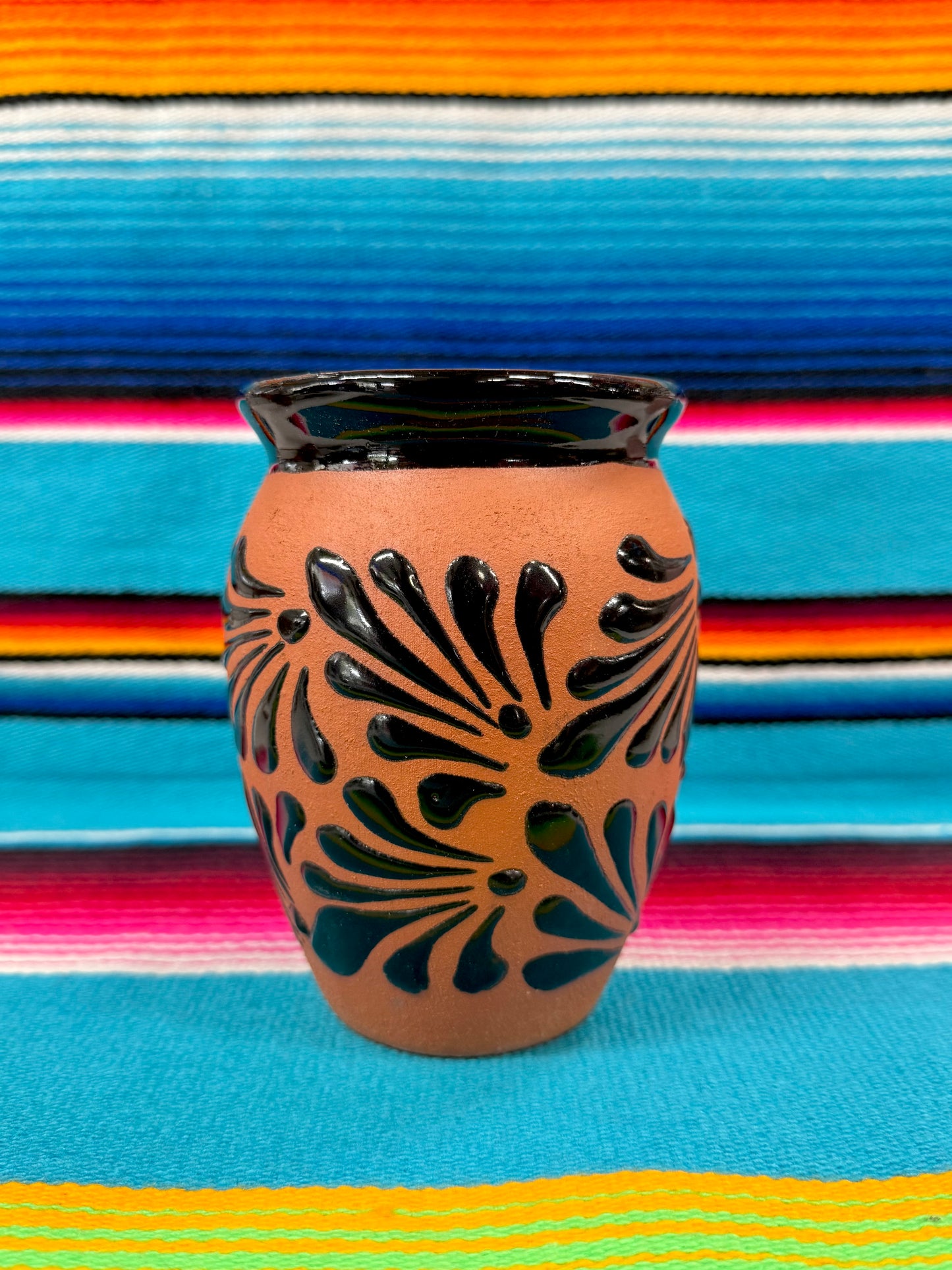 Cantarito De Barro Floral-16oz
