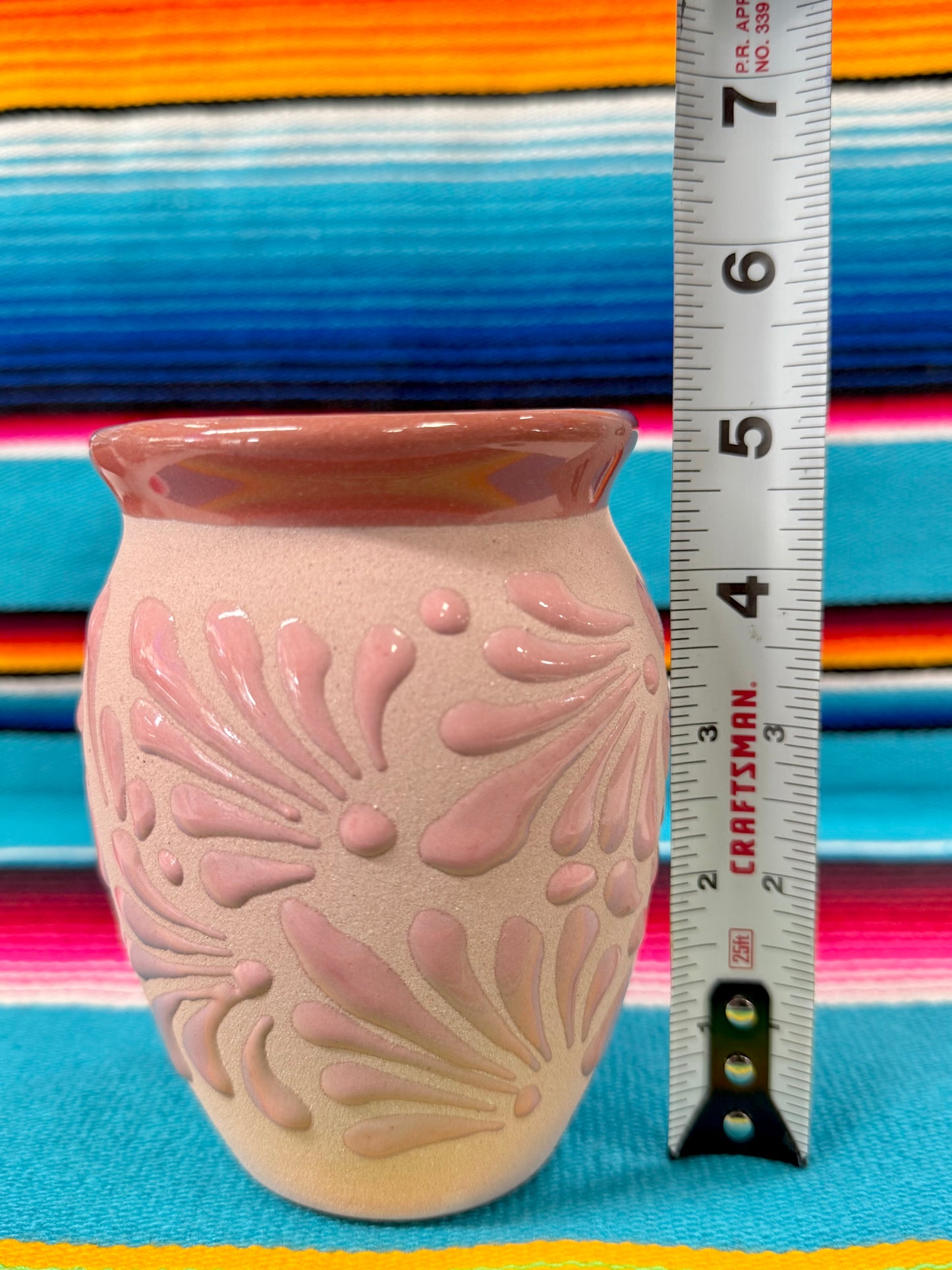 Cantarito De Barro Floral-16oz