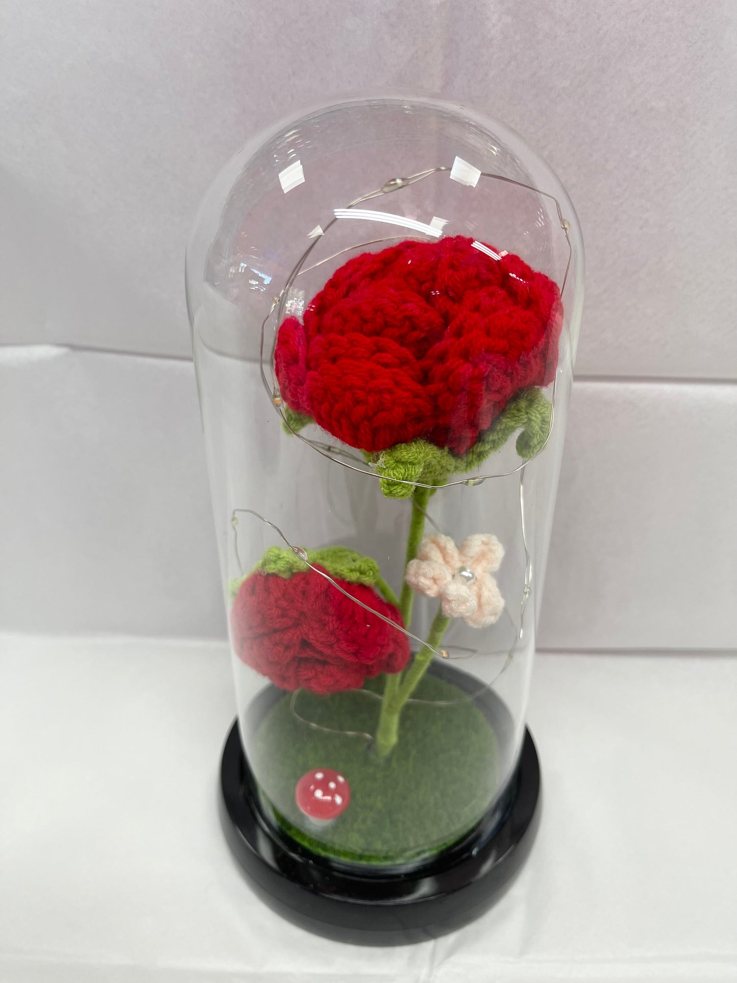 Eternal Crochet Red Rose With Light-1ct