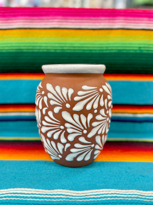 Cantarito de Barro Floral de 1Litro