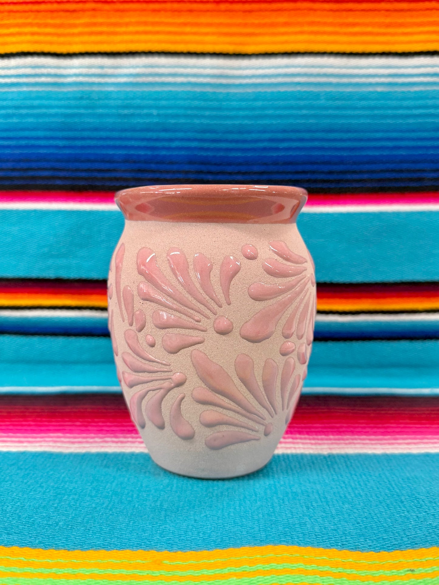 Cantarito De Barro Floral-16oz