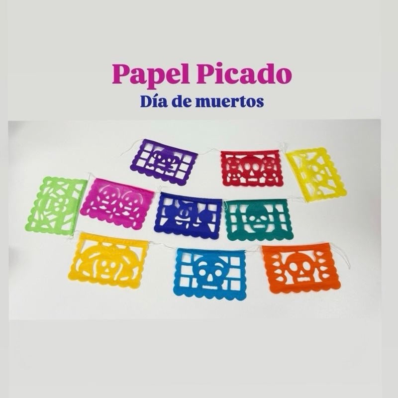 Mini Papel Picado de Dia De Los Muetros-Paquetes de 3 Tiras