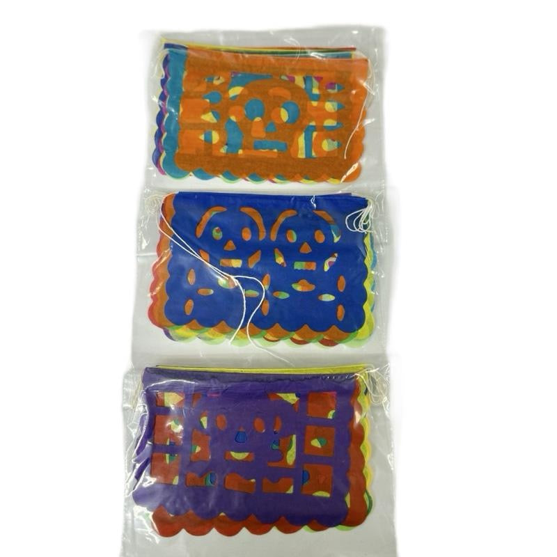 Mini Papel Picado de Dia De Los Muetros-Paquetes de 3 Tiras