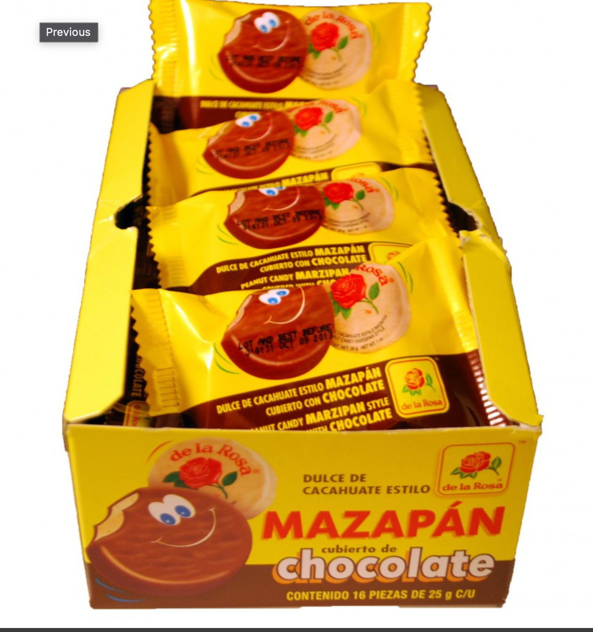 De La Rosa Mazapan Cubierto de Chocolate 16-piece pack Count