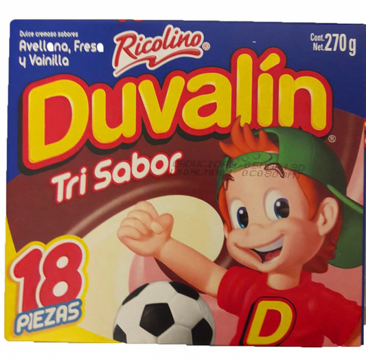 Ricolino Duvalin Tri-Sabor Avellana/Fresa/Vainilla 18-Piece Pack Count